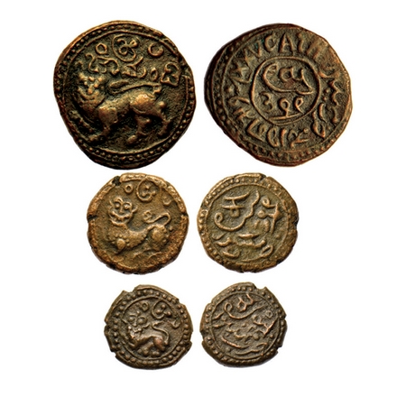 Mysore, Copper 25, 12 1/2 and 6 1/4 cash (3 Coins), Dewan Purnaiya (AH 1214-1285 / 1799-18