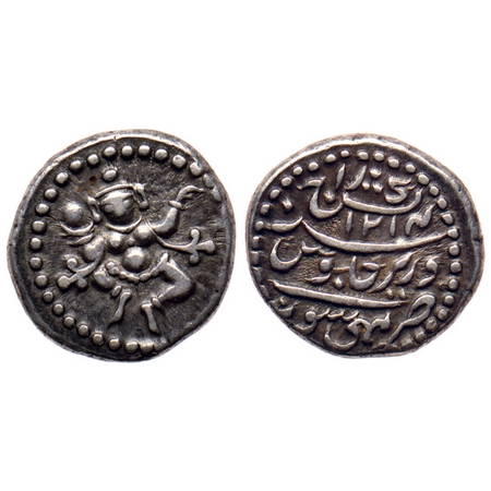 Mysore, Silver Pavali, 2.80gm, Krishnaraja Wodeyar, AH 1214, in the name of Shah Alam II. 
