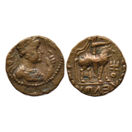 Kushana Dynasty, Soter Megas alias Wima Takto (c. 90-113 AD), Copper Drachma, 8.23gm, Obv: