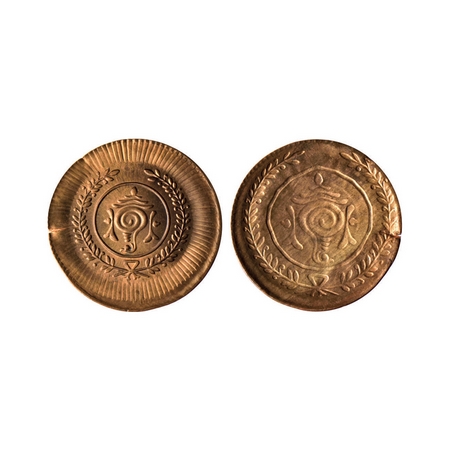 Travancore, Bronze 4 Cash, 1.93gm, Bala Rama Varma II, broad flan enlarged impression brok