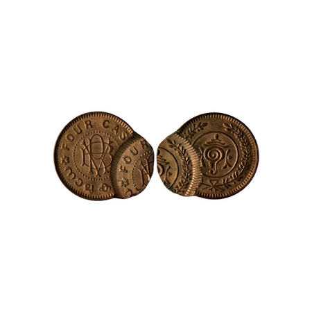 Travancore, Bronze 4 Cash, 1.94gm, Bala Rama Varma II, double struck. KM 58. Uncirculated,