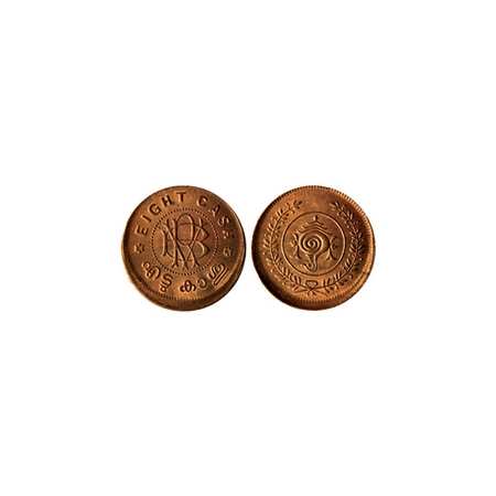 Travancore, Bronze 8 Cash, 3.88gm, Bala Rama Varma II, die shift error, (First time in any