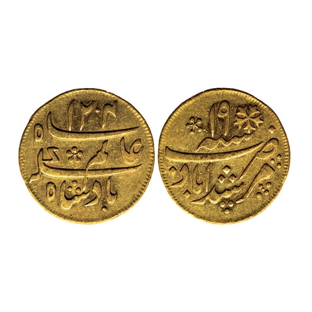 Bengal Presidency, Gold 1/4 Mohur, 3.05gm, (1793 AD Issue), Murshidabad (Calcutta) Mint, i