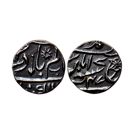 Bengal Presidency, Silver 1/4 Rupee, 2.80gm, (1776-1812 AD Issue), Muhammadabad Banaras Mi