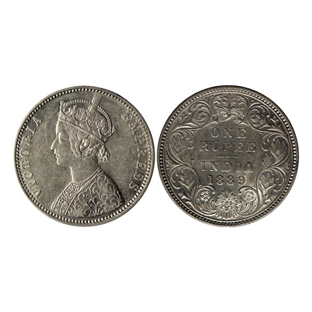 Victoria Empress, Silver Rupee, 1889, Bombay Mint, C2 / I, 'B' incuse on top. F.Prid. 177.