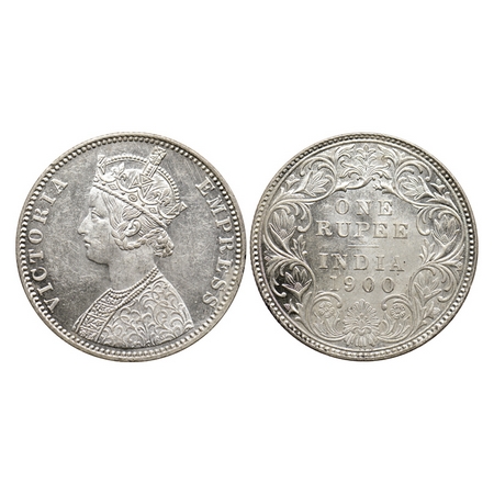 Victoria Empress, Silver Rupee, 1900, Bombay Mint, A3 / I, 'B' incuse on top. F.Prid. 186.