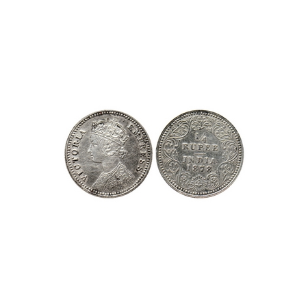 Victoria Empress, Silver ¼ Rupee, 1878, Calcutta Mint, C / II, no mint mark. F.Prid. 383.