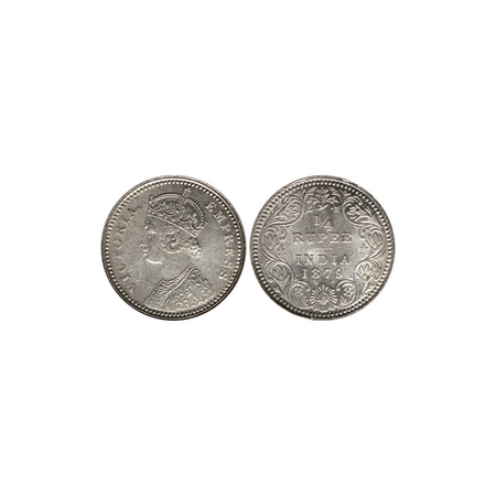 Victoria Empress, Silver ¼ Rupee, 1879, Calcutta Mint, C / II, C incuse. F.Prid. 384. Unci