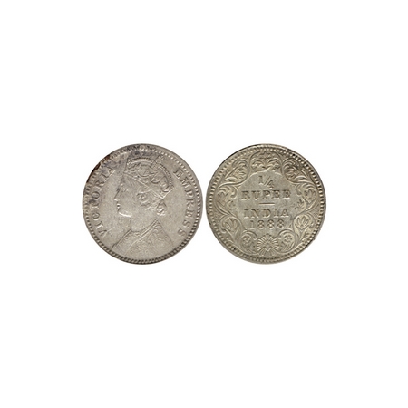 Victoria Empress, Silver ¼ Rupee, 1888, Calcutta Mint, C / II, no mint mark. F.Prid. 393. 