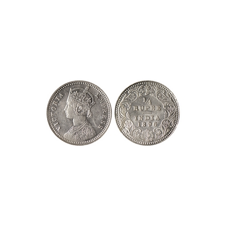 Victoria Empress, Silver ¼ Rupee, 1896, Calcutta Mint, C / II, C incuse at bottom. F.Prid.