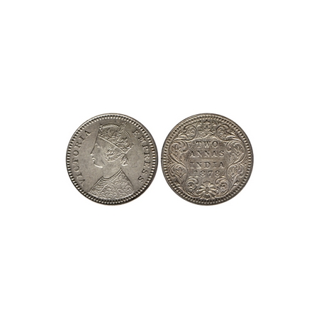 Victoria Empress, Silver 2 Annas, 1878, Calcutta Mint, B / II, no int mark. F.Prid. 493. A