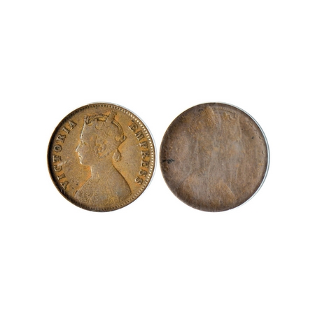 Victoria Empress, Copper Quarter Anna, Obverse Brokage / Lakhi. Anacs Slabbed F12, Very Ra