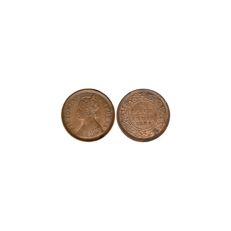 Victoria Empress, Copper ½ Pice, 1886, Calcutta Mint. F.Prid. 718. Extremely Fine, Scarce.