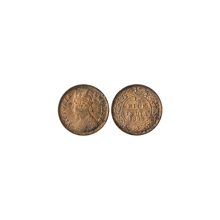 Victoria Empress, Copper ½ Pice, 1899, Calcutta Mint. F.Prid. 732. Extremely Fine +, Scarc