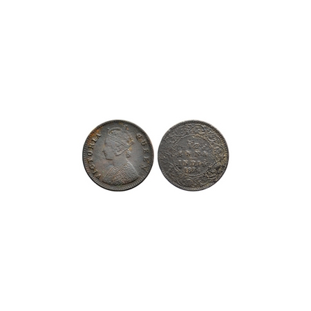 Victoria Queen, Copper 1/12 Anna, 1874, 18.47mm, Calcutta Mint. F.Prid. 783. Fine+, Rare.