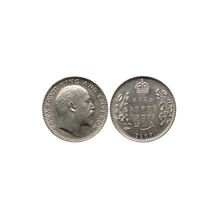 Edward VII, Silver, ½ Rupee, 1907, Calcutta Mint with slight toned lustre. F.Prid. 311. Ex