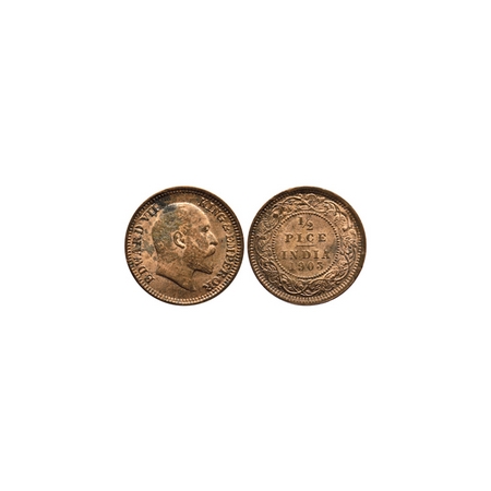 Edward VII, Copper ½ Pice, 1903, Calcutta Mint. F.Prid. 735. Almost Uncirculated, Scarce.