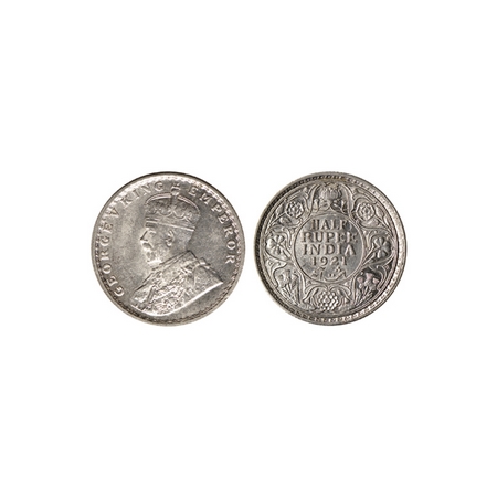 George V, Silver ½ Rupee, 1921, Calcutta Mint, Ghost impression on reverse. F.Prid. 325. U