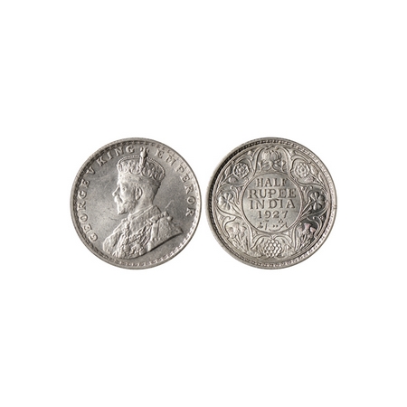 George V, Silver ½ Rupee, 1927, Calcutta Mint. F.Prid. 330. Almost Uncirculated, Rare.