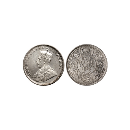George V, Silver ½ Rupee, 1929, Calcutta Mint. F.Prid. 331. Extremely Fine +, Scarce.