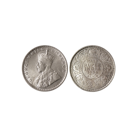 George V, Silver ½ Rupee, 1936, Calcutta Mint. F.Prid. 335. Uncirculated, Scarce.