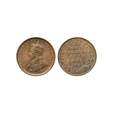 George V, Bronze Quarter Anna, 1931, Calcutta Mint. F.Prid. 672. Extremely Fine+, Scarce.