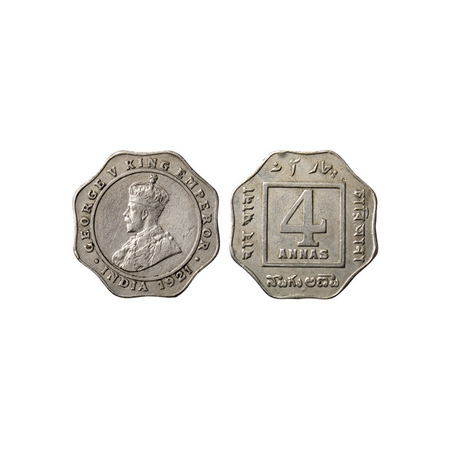 George V, Cupro-Nickle 4 Annas, 1921, Bombay Mint. F.Prid. 879. Very Fine+, Scarce.