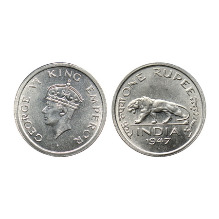 George VI, Nickle Rupee, 1947, Type II, Bombay Mint. F.Prid. 865. Almost Uncirculated, Sca