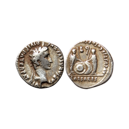 Roman Empire, Augustus (BC 27-14 AD), Silver Denarius, 3.83gm, Obv: Bust of king facing ri