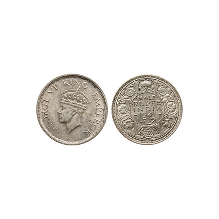 George VI, Half Silver ½ Rupee, 1941, Bombay Mint, Type II. With palnchet flow on obverse.
