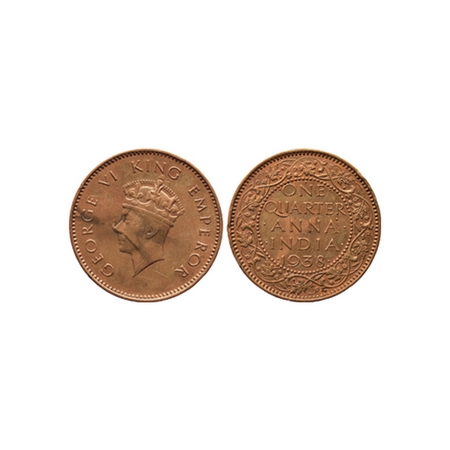 George VI, Bronze Quarter Anna, 1938, Bombay Mint, Type T / I. 10 dots (dot below 'R' of Q