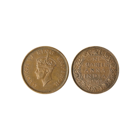 George VI, Bronze Quarter Anna, 1939, Type II, Calcutta Mint. GK. 1424. Very Fine+, Scarce