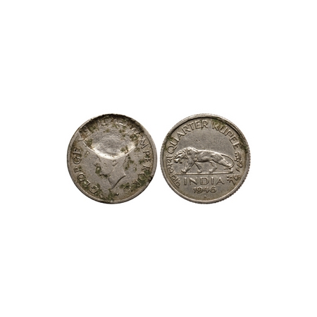 George VI, Cupro-Nickle Quarter Rupee, 1946, Type II, Bombay Mint, error. F.Prid. 868. Ver