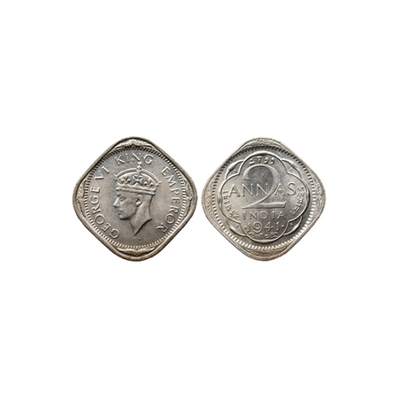 George VI, Cupro-Nickle 2 Anna, 1941, Type II, Bombay Mint. F.Prid. 916. Almost Uncirculat