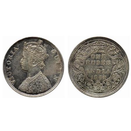Victoria Queen, Silver Rupee, 1862, Bombay Mint, B/II, 2/3 dots, reused of earlier reverse