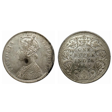Victoria Empress, Silver Rupee, 1881, Bombay Mint, A3/II(iv) dot. GK 469. Very Fine+, Scar