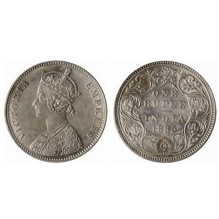 Victoria Empress, Silver Rupee, 1885, Bombay Mint, A3/II(i), B raised, top stroke of numer