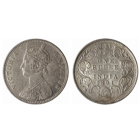 Victoria Empress, Silver Rupee, 1891, Calcutta Mint, C3/I(i), C incused. GK 570. Extremely