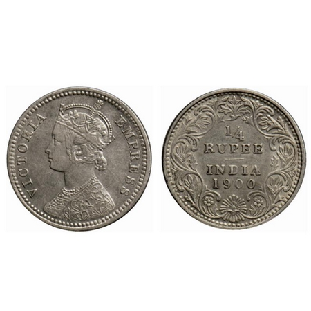 Victoria Empress, Silver ¼ Rupee, 1900, Calcutta Mint, C/II, C incused, Die crack on Rever