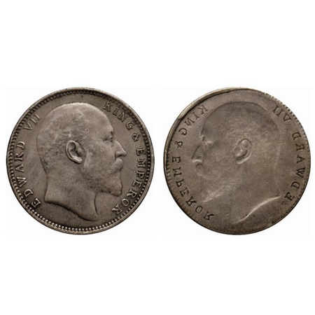 Edward VII, Silver Rupee, Obverse Brokage/lakhi. Very Fine+, Rare.