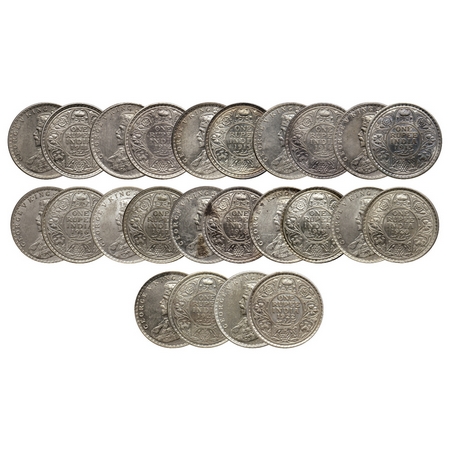 George V, Silver Rupee (12 Coins), 1911 (Bom), 1912 (Bom), 1913 (Bom), 1914 (Bom), 1915 (C
