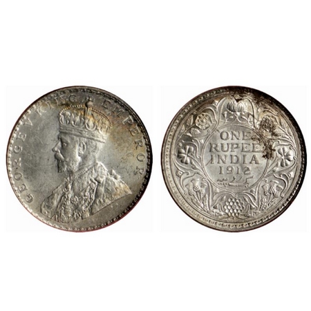 George V, Silver Rupee, 1912, Bombay Mint. F.Prid. 218. NGS Slabbed MS 62, Scarce.