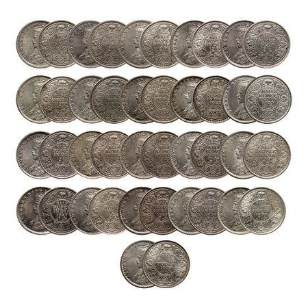 George V, Silver ½ Rupee (21 Coins), 1912, 1914, 1916, 1917, 1918, 1919, 1923, 1924, 1925,
