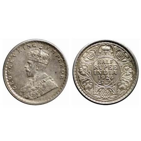 George V, Silver ½ Rupee, 1924, Calcutta Mint, no dot. GK 1063. Extremely Fine+, Scarce.