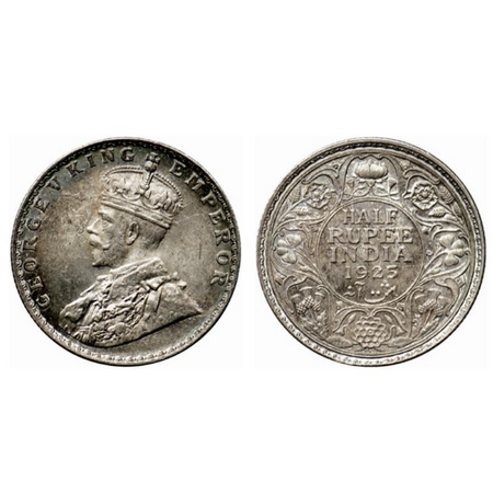 George V, Silver ½ Rupee, 1925, Bombay Mint. Few bag marks on obverse. GK 1066. Extremely 