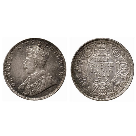 George V, Silver ½ Rupee, 1928, Bombay Mint. GK 1070. Extremely Fine+, Scarce.