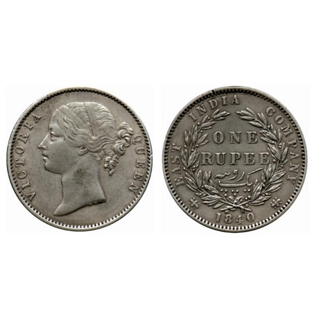 Victoria Queen, Silver Rupee, 1840, Divided Legend, Madras Mint, W.W. 'B' raised, 28 Berri