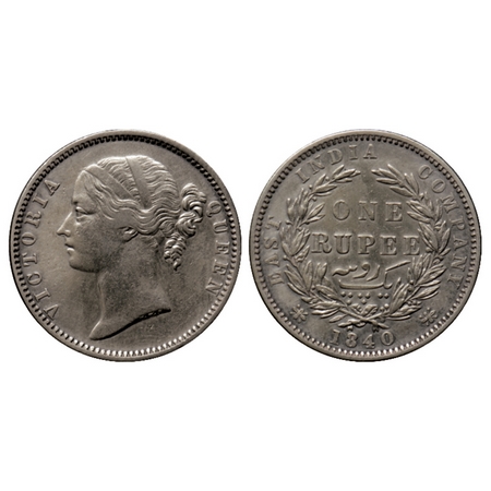 Victoria Queen, Silver Rupee, 1840, Divided Legend, Madras Mint, W.W. 'B' raised, 28 Berri