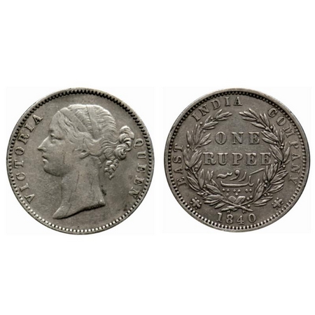 Victoria Queen, Silver Rupee, 1840, Divided Legend, Madras Mint, W.W.'S' raised, 28 Berrie