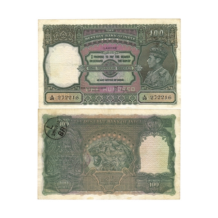 British India, George VI, 100 Rupees, (1938). Lahore, Signed by J.B Taylor, black Serial N